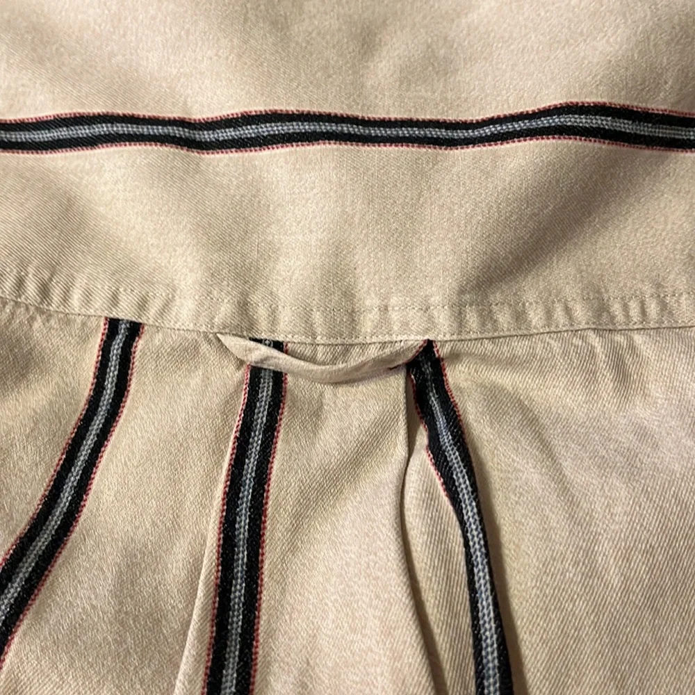 Chaps Ralph Lauren Vintage 1980s Cream Striped Short Sleeve Dress Shirt |M - Picture 9 of 9